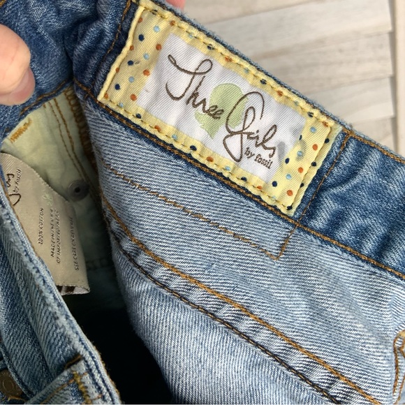 Vintage Three Girls by Fossil Rare Light Wash Distressed Boot Cut Denim Jeans 25 - Picture 9 of 11